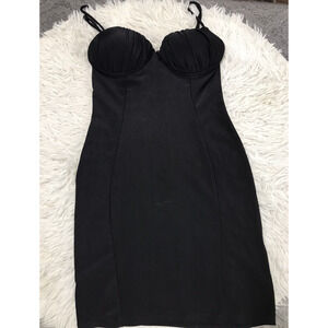 Blashe Dress Sz M Black Dark Romantic Elegant Feminine Padded Party Club Bodycon